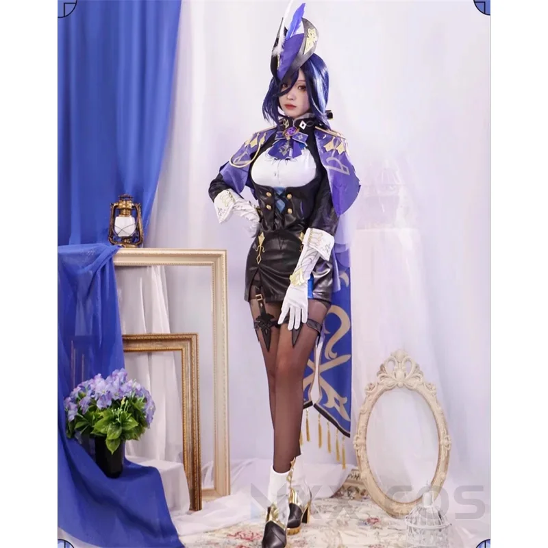 Genshinimpact Clorinde cosplay costume rode play Comic Con dress Hallowmas Party wigs animation prop