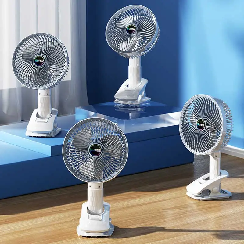 Electric Desktop Fan Clip Fan Ventilator USB Rechargeable Personal Handheld Fan with Adjustable Angle Home Bedroom Dormitory