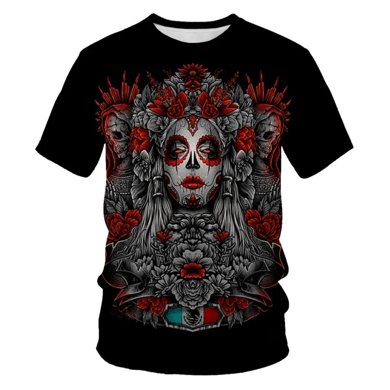 Men's Terrifying Gothic Skull T-shirt 3D Printed Printed Party Street Round Neck Short Sleeve Casual Personalized Top
