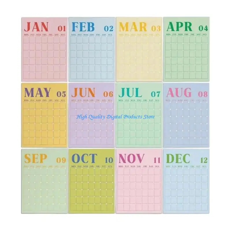 U2JE Monthly Study Calendar Planner Set with Large Writing Blocks for Dorm Walls