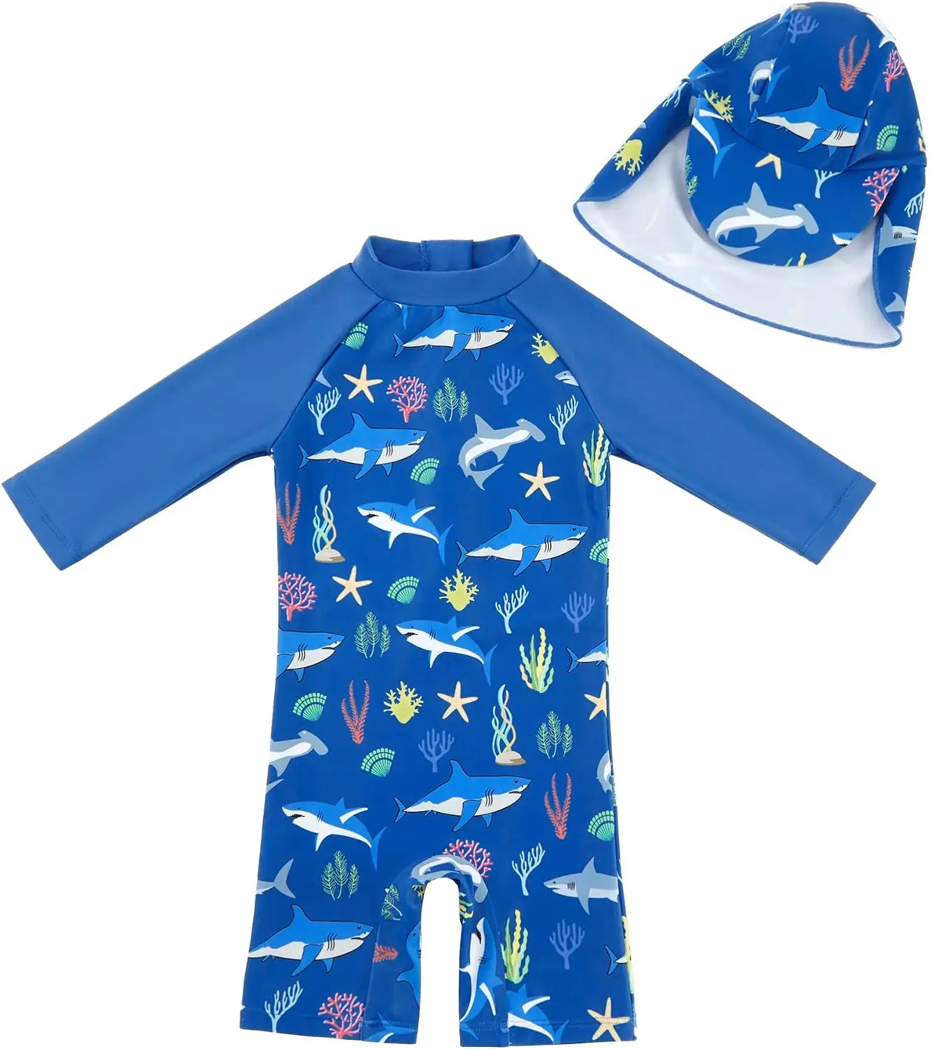 Traje de baño para bebé UPF 50+ con protección solar, de una pieza, con cremallera y gorro, ropa de playa para bebés