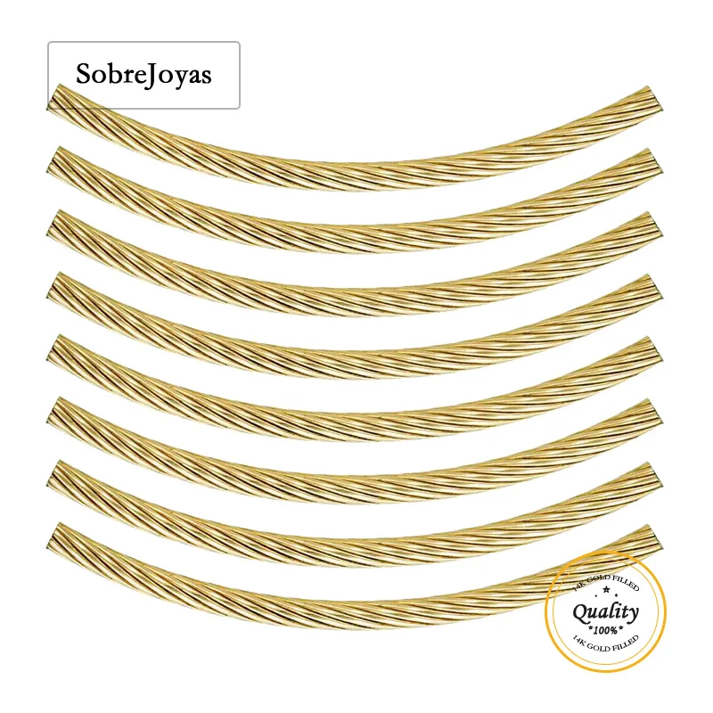 

14K Gold Filled Spiral Corrugated Curved Tube Connector for DIY Jewelry - Bracelet Necklace Pendant Making