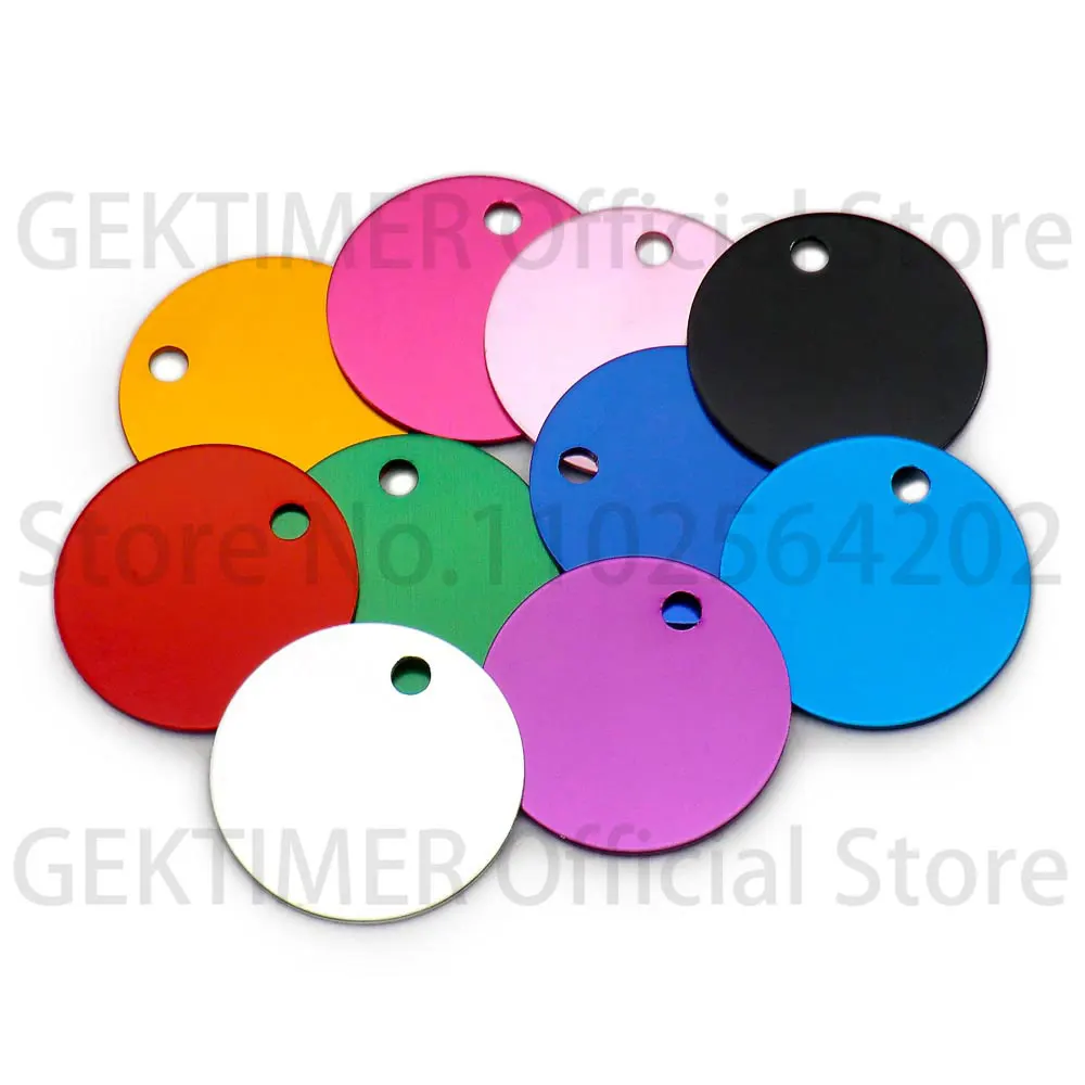 20 Stück Aluminium Runde Anhänger Halsbandanhänger Schlüsselanhänger Zubehör Blanko-ID-Namensschild Lasergravur Benutzerdefinierter Name Adresse – Detail 3
