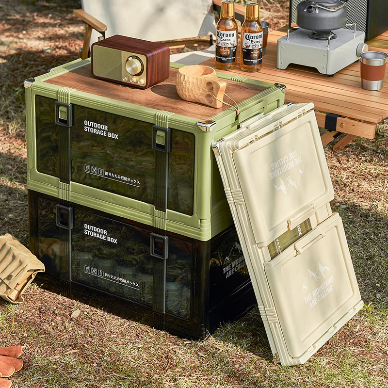 Foldable Storage Box with Multiple Layers and Lids Suitable for Outdoor Camping Picnicking Organizing and Storage and Sitting