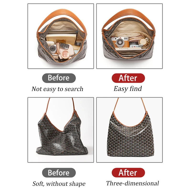 Dupont Paper For Bohe Hobo Bag Organizer Insert Durable Wateproof Bag Support Orderly Storage Inner Liner Neat Bag Accessories