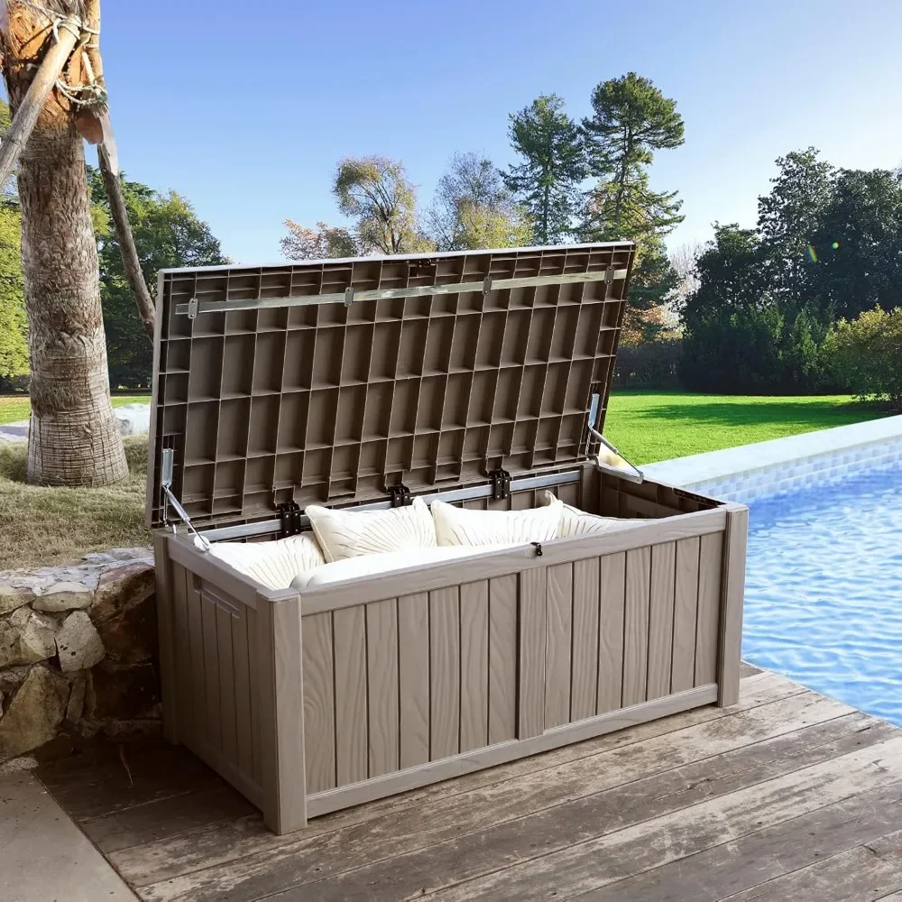 

120 Gallon Outdoor Deck Box Storage for Outdoor Pillows, Pool Toys, Garden Tools, Furniture and Sports Equipment