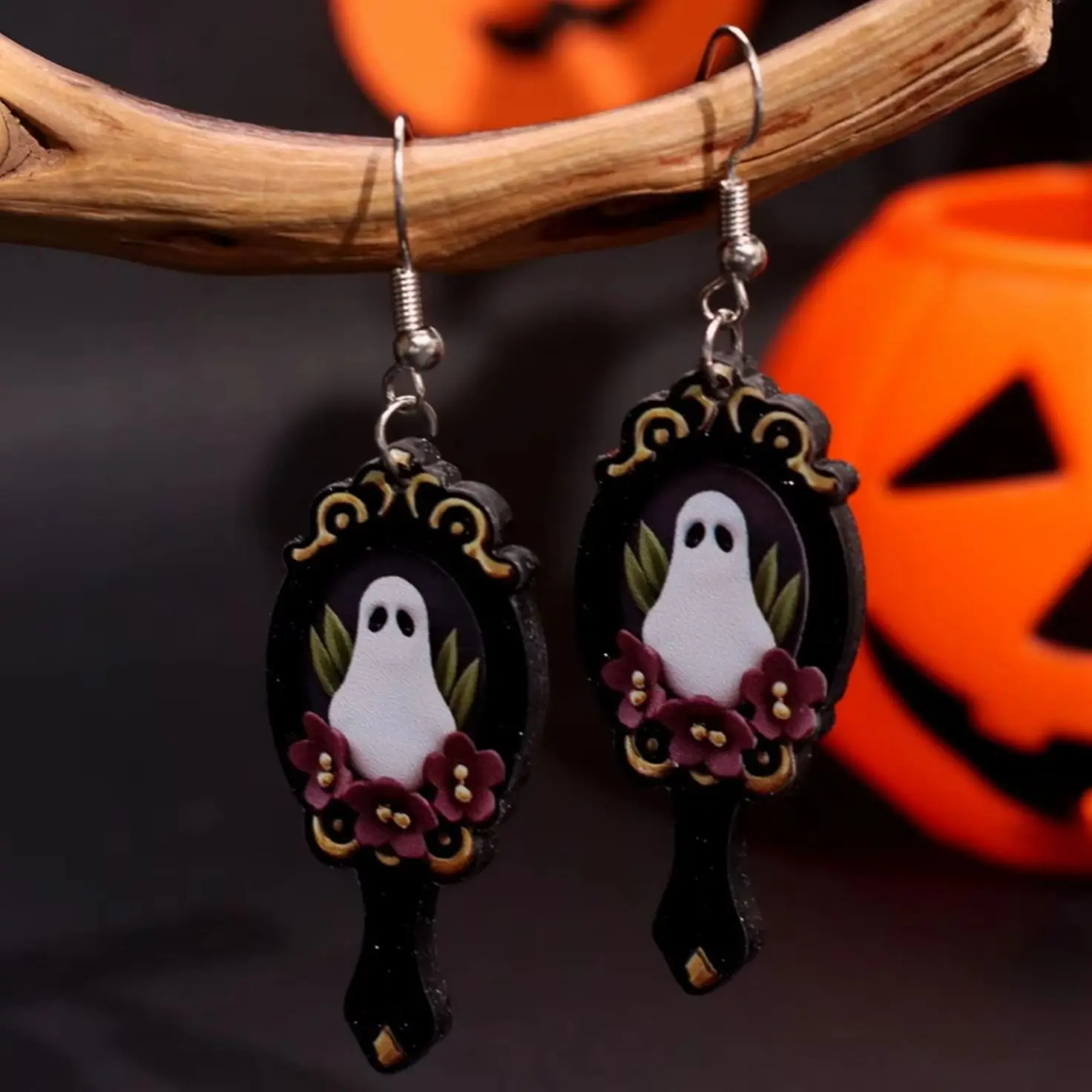 Women's Halloween Ghost Earrings New Vintage Handheld Mirror Geometric Earrings Dark Sweet Edgy Women's Jewelry Holiday Parties