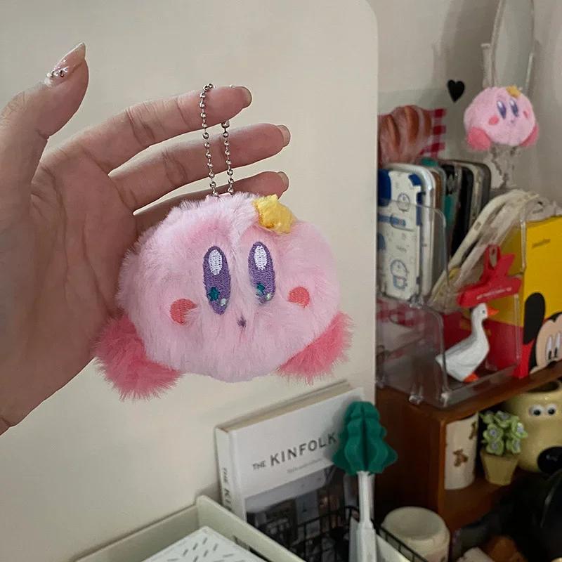 Llavero colgante pequeño de peluche Kirby Anime, Bolsa Escolar, dibujos animados, muñeca de 9cm, accesorios decorativos para pastel de cumpleaños,