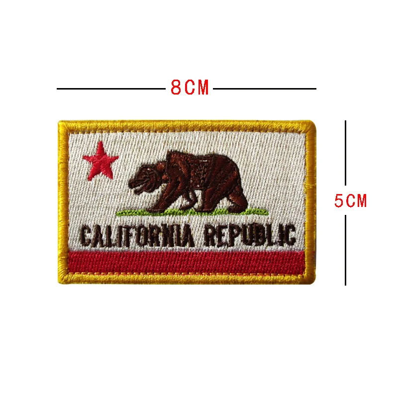 USA Flag Embroidery Patch California Bear Badge Tactical Military Patches Army Backpack Cloth Decoration