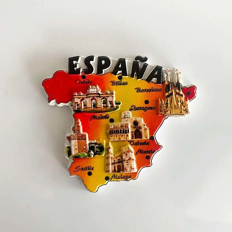 

Spain Creative Map City Travel Souvenir Fridge Magnet Hot-Selling Gift 3D Magnetic Decoration