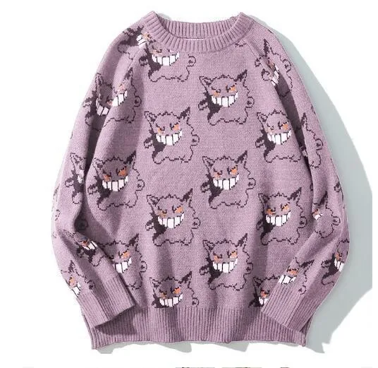 Hot Anime Gengar maglione donna Harajuku modello Pullover sciolto stile coreano autunno inverno moda maglioni lavorati a maglia caldi