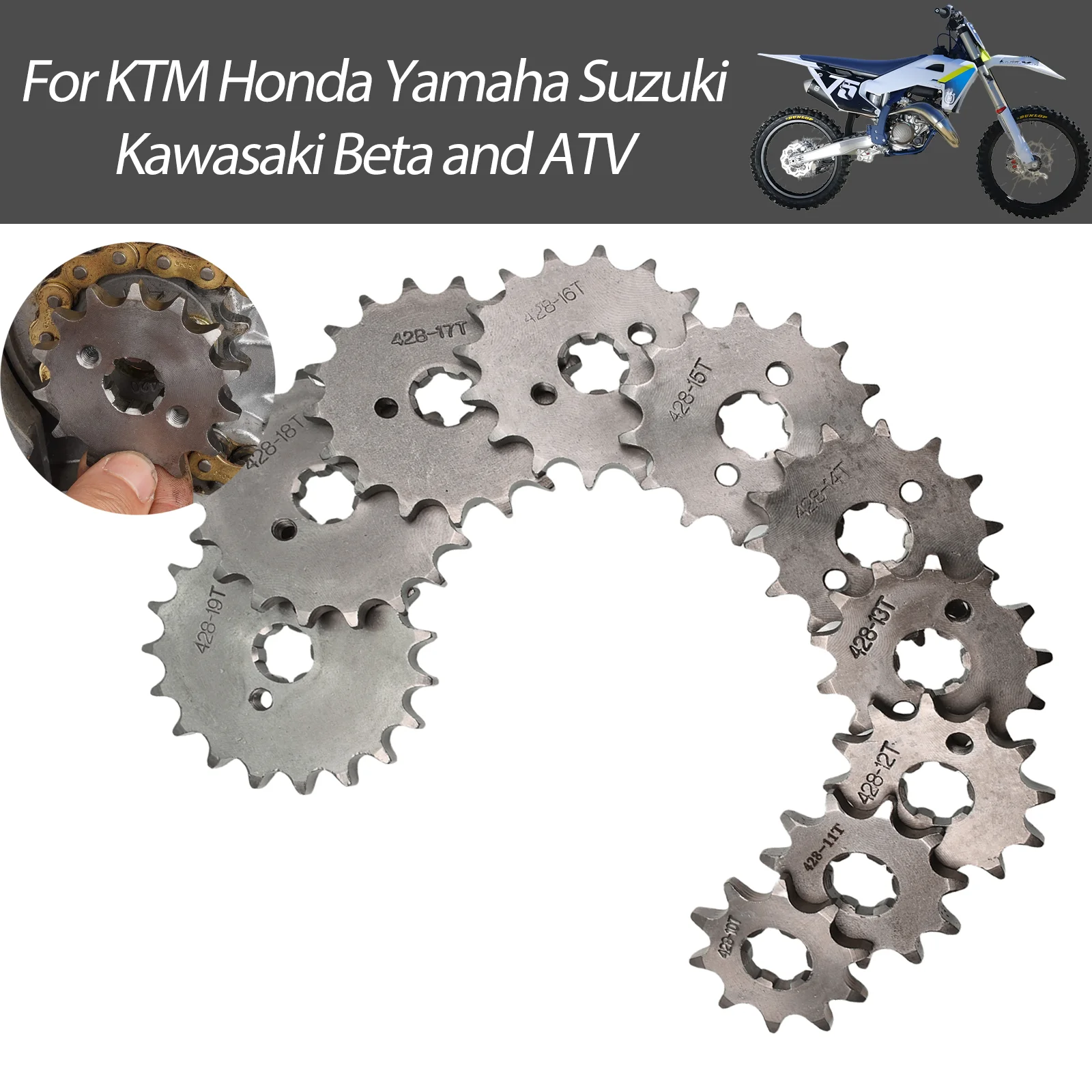 Anti-Slip Stable Transmission Front Sprocket Fit 428 Chain 17mm Shaft For Street Dirt Pit Bike Motorbike Repair Accessories