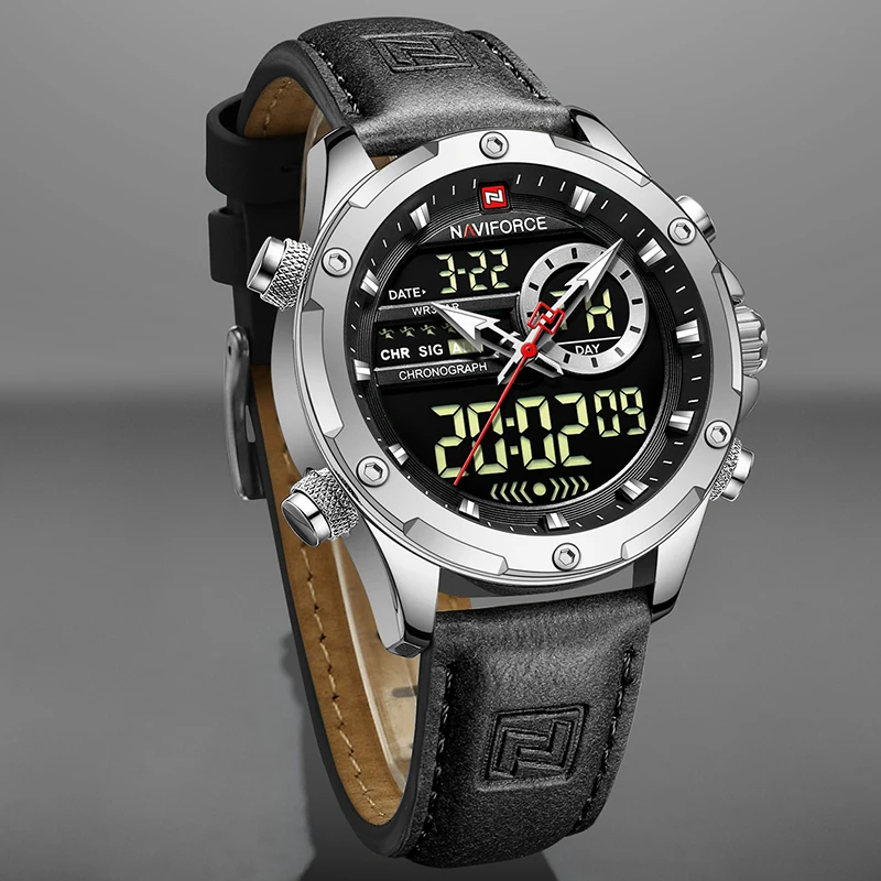 Imagem -03 - Naviforce-relógios Militares Masculinos Sport Chronograph Alarme Relógio de Pulso Impermeável Quartzo Grande Clock Relógio Digital Masculino Moda