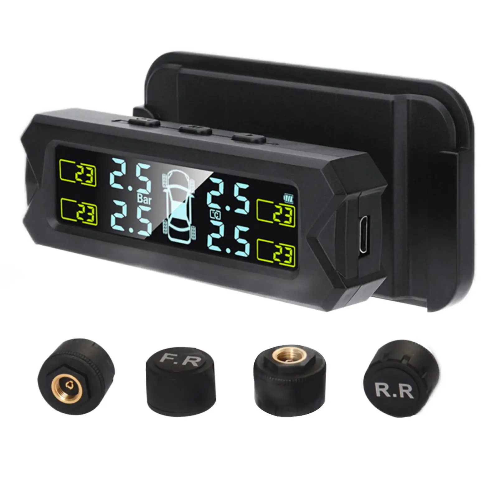 

Car Solar Tire Pressure Monitoring System TPMS for Drive Safety LCD Monitor