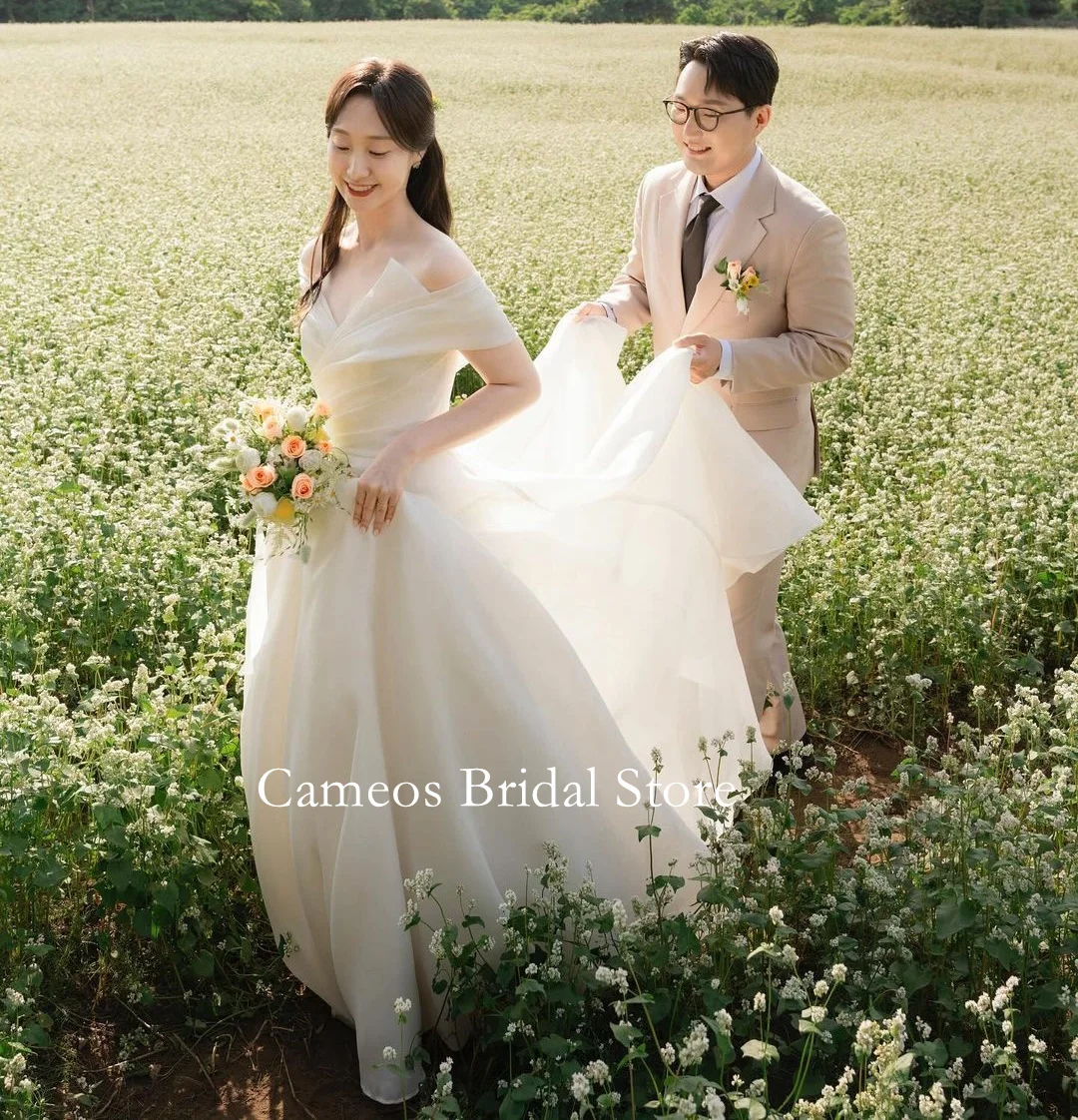 

SONDR Off the Shoulder Fashion Korea A-Line Wedding Dresses Photo Shoot VINTAGE Elegant Organza Ivory Corset Custom Bridal Gown