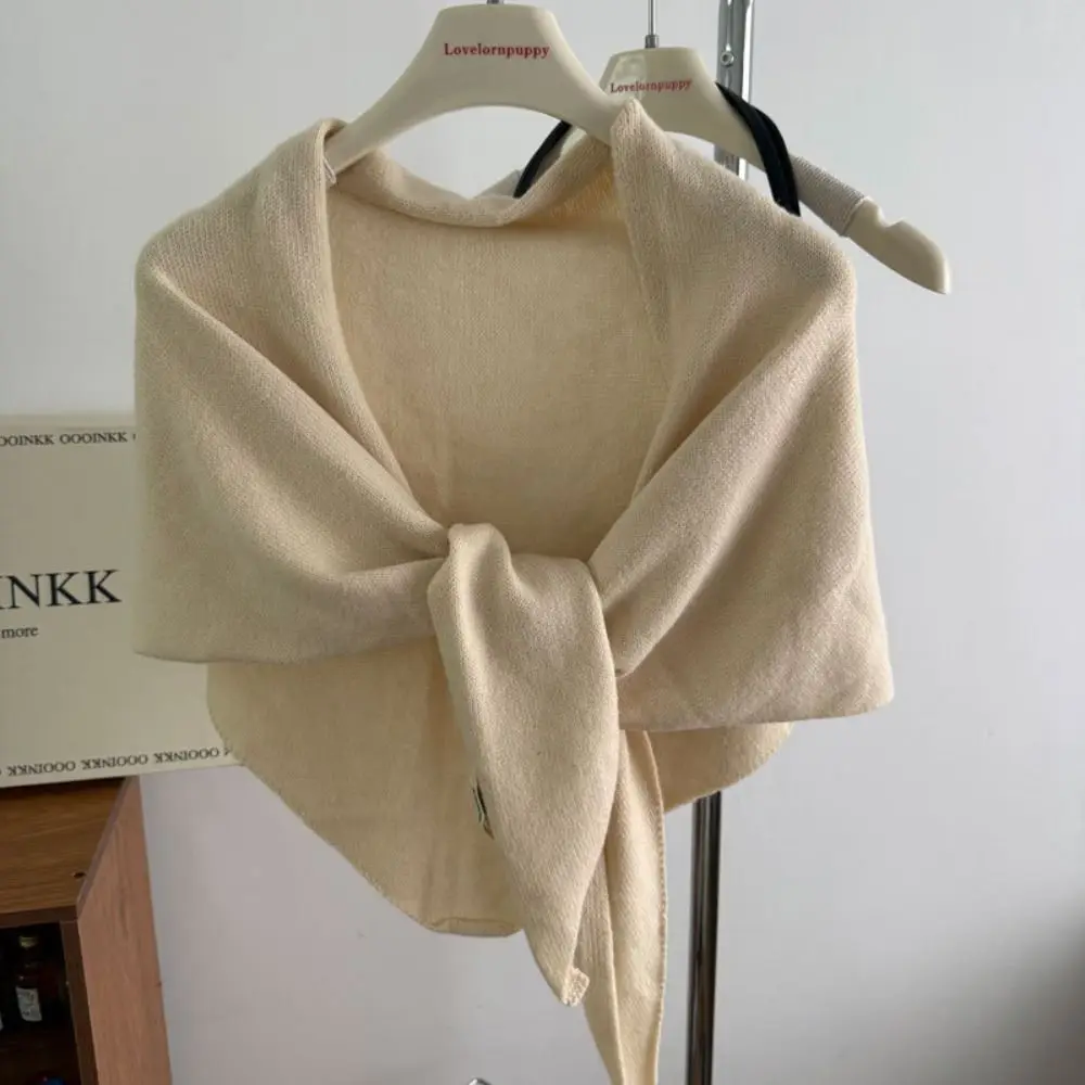 

Korean Wool Blended Wool Scarf Thickened Knitted Knitted Scarf Triangular Shape Soft Triangular Scarf Shoulder Cover