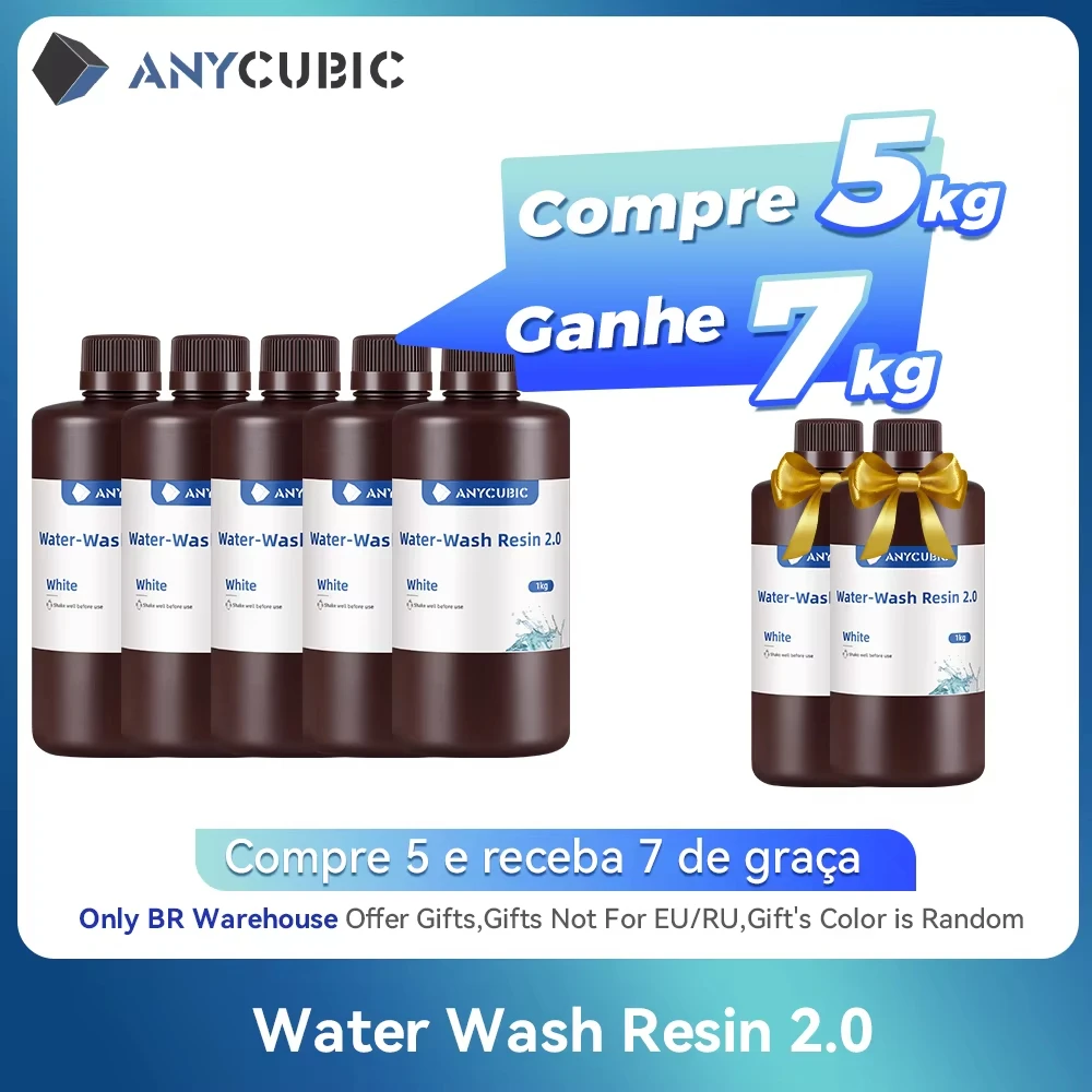 

ANYCUBIC 5KG Water-Wash Resin For LCD 3D Printer High Precision Low Odor Low Viscosity 3D Printing Photopolyme