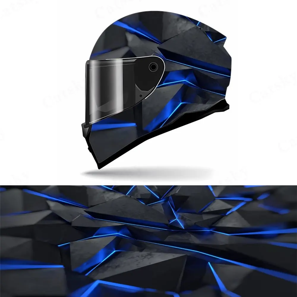 

Blue Light Stereoscopic Polygon Full Face Helmet Vinyl Sticker-Durable PVC Art Sticker, Suitable For Motorcycle Racing Helmets,