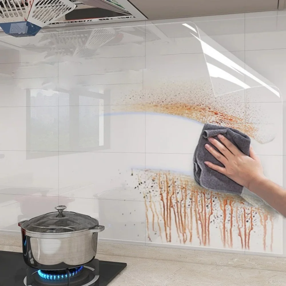 Wall Protector Film Transparent Kitchen Oil Proof Electrostatic Invisible Wall Sticker Wallpaper Cabinet Waterproof Decoration