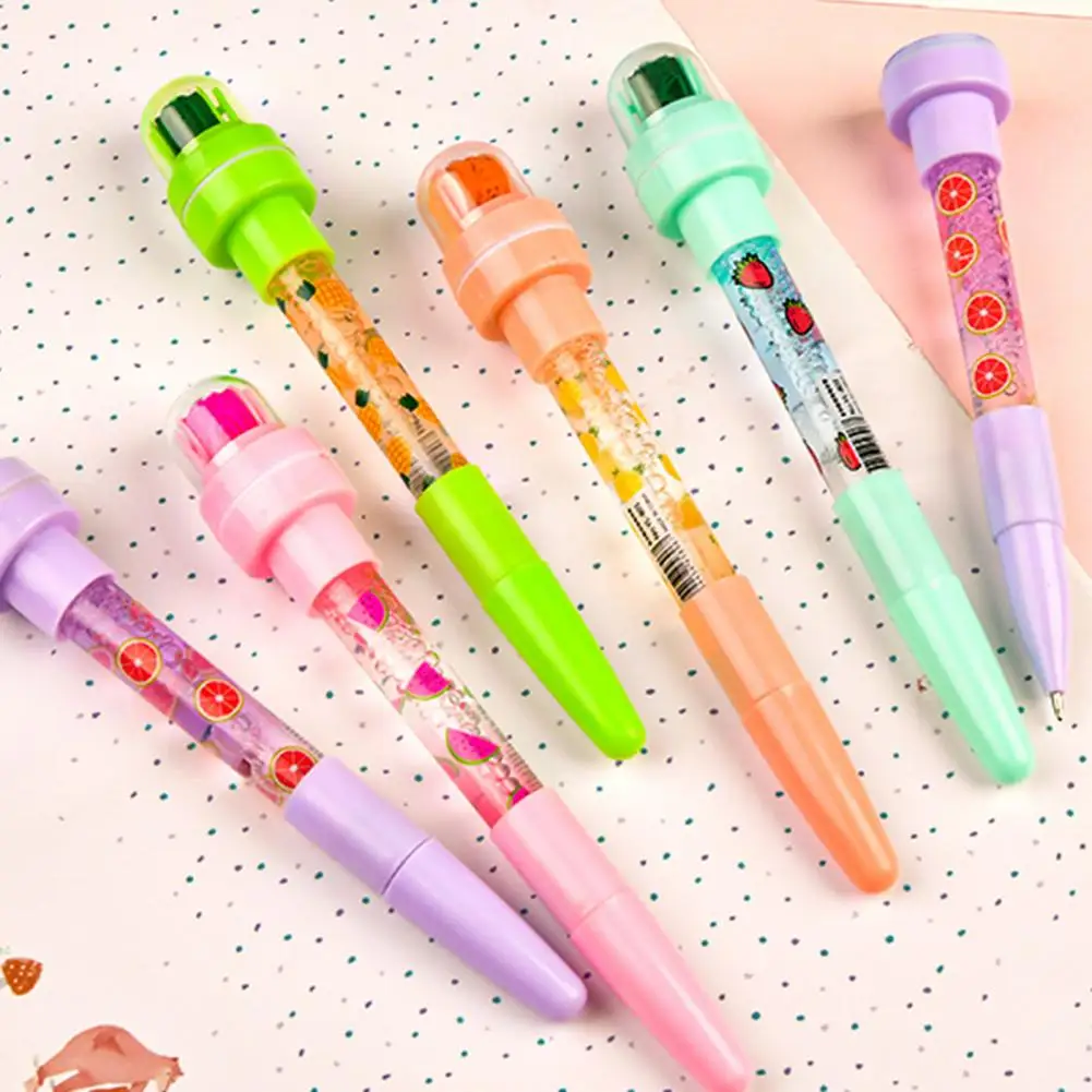 

Ballpoint Pen with Lights Roller Flat Stamp Blowable Bubbles School Supplies Plastic Cute Pattern Writing Pen for School