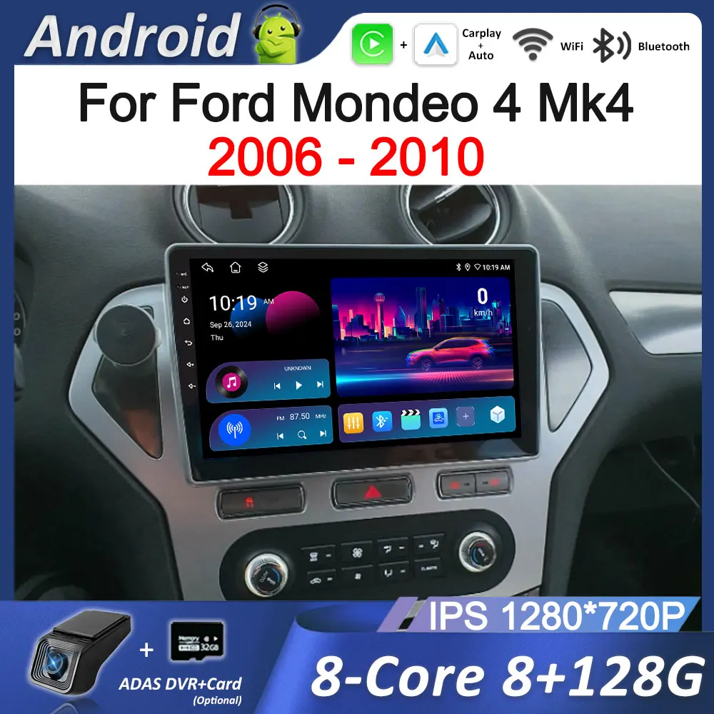 

Автомагнитола с интеллектуальной системой Android 15 для Ford Mondeo 4 Mk4 2006-2010, сенсорный экран, 4G, WiFi, Bluetooth, GPS-навигация