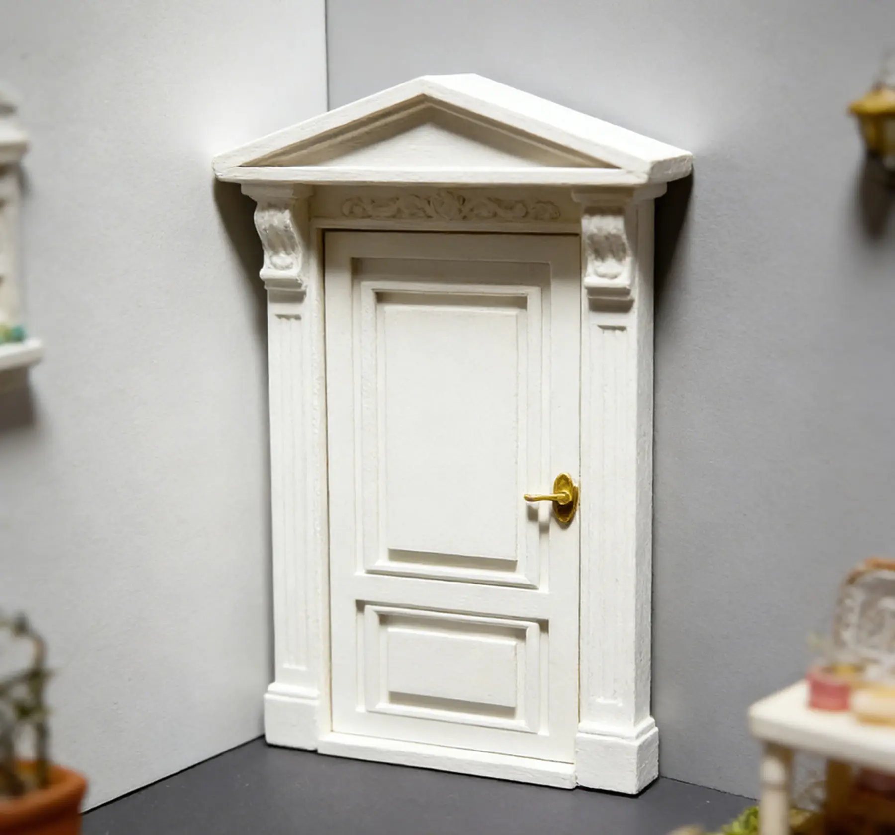 

1:12 Scale Dollhouse White Door Model, Openable Plastic Door with Gold Handle, DIY Miniature Accessory for Diorama & Scene
