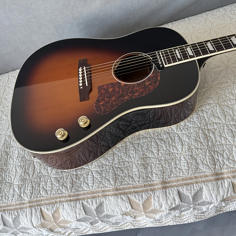 Professional Sunset Ribbon EQ J-160 Acoustic Guitar Spruce Top 6 String Folk Style