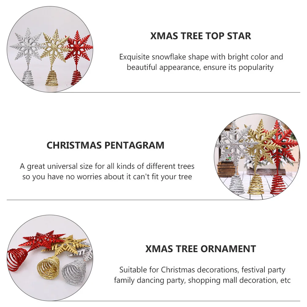 

Snowflake Christmas Tree Topper 1Pcs Beautiful Ornament Festive Party Decor Glittering Xmas Tree Prop Snowflake Topper