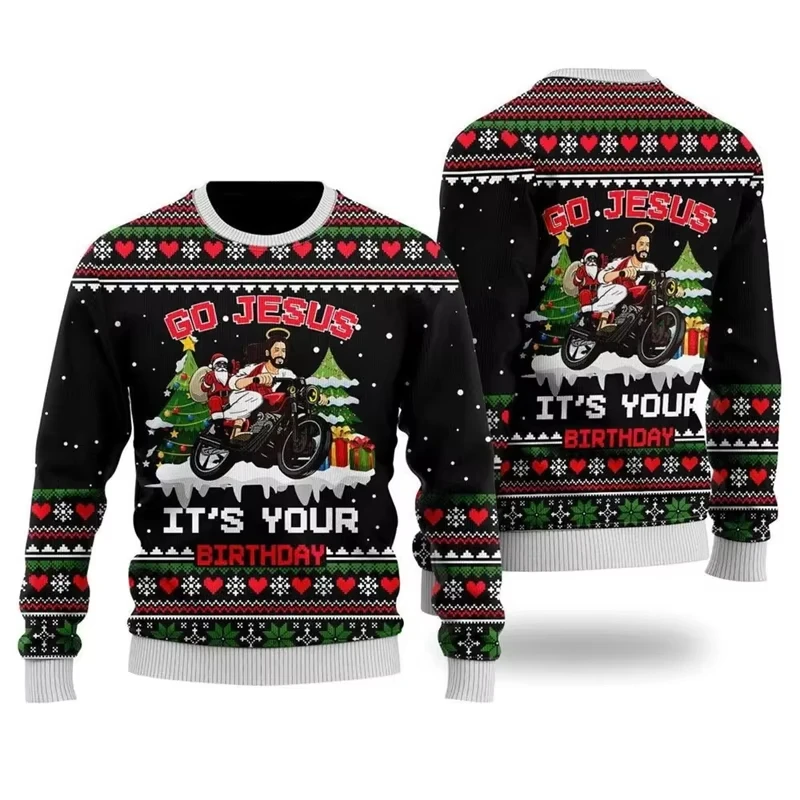 3D Print Jesus Ugly Christmas Jumper Sweatshirt For Men Women Costume Casual Pullover Long Sleeve New In Jackets Mens Xms Hoodie