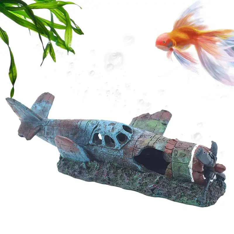 Underwater Craft Wreckage Plane Water Tank Decoration Fighter Aquarium Battleplane Shelter Landscape Aircraft Ornament Hideout