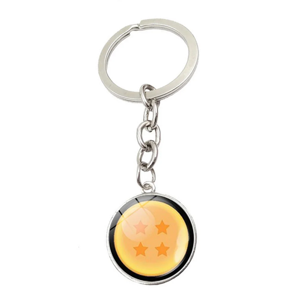 Anime Dragon Ball 1-7 Stars Keychain Goku Glass Dome Pendant Key Ring Men Car Women Bag Accessories Figures Toys Gifts