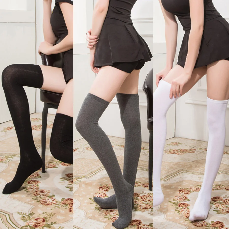 Stockings Women Socks Colorful Stripes Over Knee Cotton Sexy Slim Cosplay Show Ladies Girls Christmas Halloween Gift 1 Pairs New