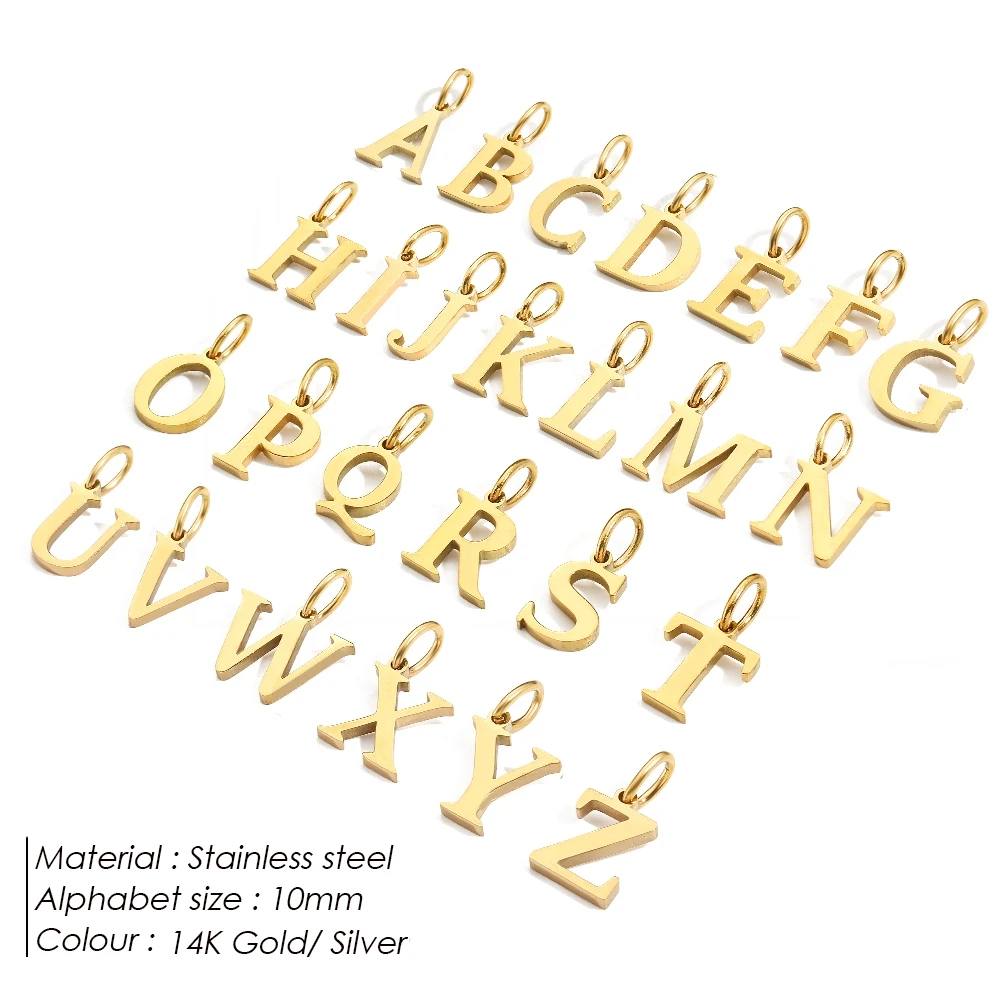Hiraeva Vergoldete 10mm Block-Initialen-Anhänger A-Z Großbuchstaben für DIY-Schmuckherstellung – Detail 8