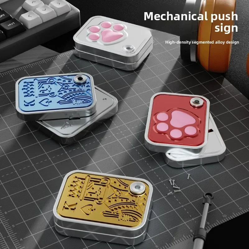 Mechanical Card Pushing Decompression Cat Claw Segmented Alloy Mini Card Pushing Decompression Toy Fingertip Rotating Poker Toy