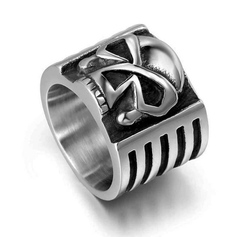 Vintage Stainless Steel Ghost Skull Ring For Men Wide Punk Gothic Rings Male Heavy Metal Hip Hop Ring Jewelry Gifts Dropshipping