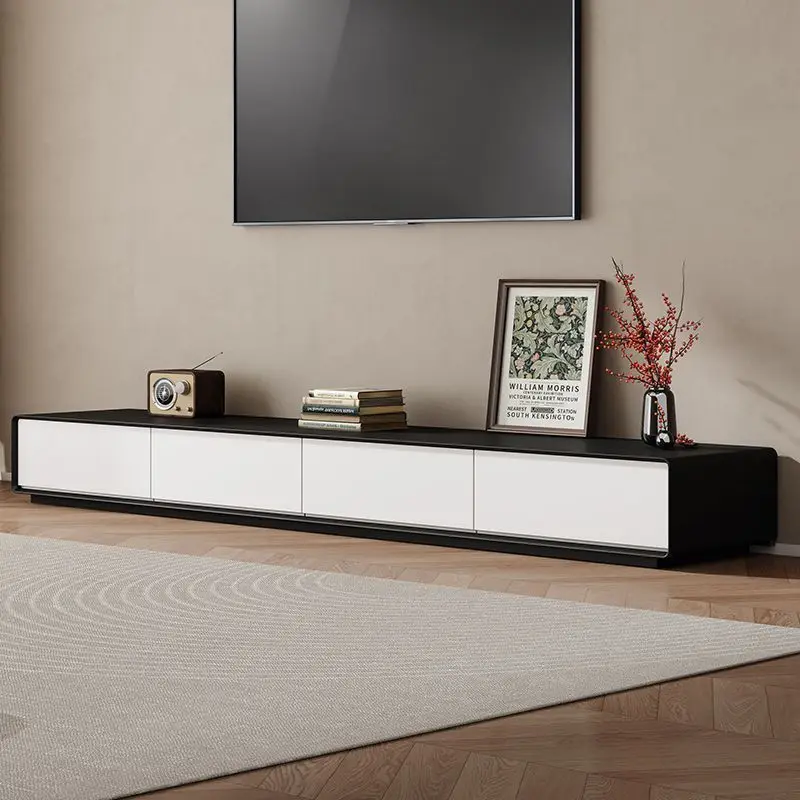 

New Chinese simple style mature modern floor TV cabinet coffee table living room walnut color storage locker