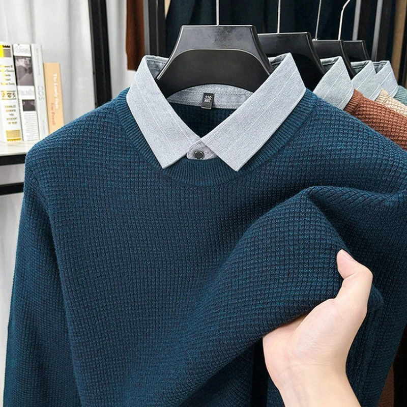

2025 Two Fake Men's Waffle Sweaters for Autumn and Winter Seasons