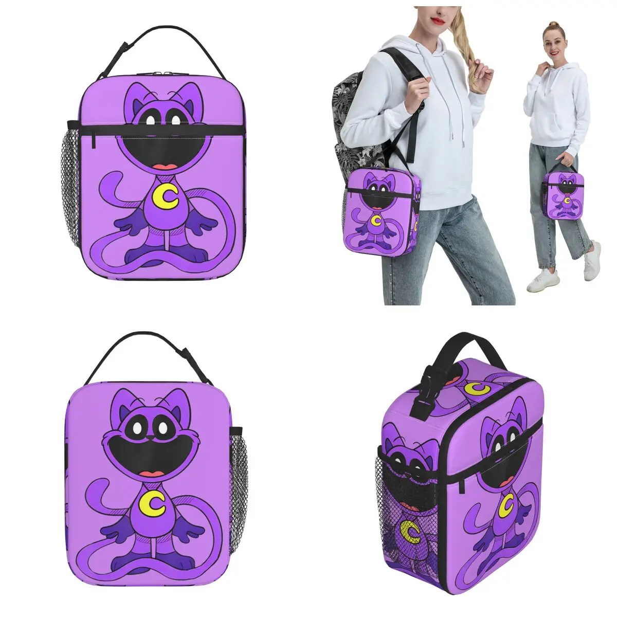 Catnap-Sorrindo Catnap Isolado Lunch Bag, Food Bag, Refrigerador portátil, Caixas térmicas para escola e escritório, Personalizado