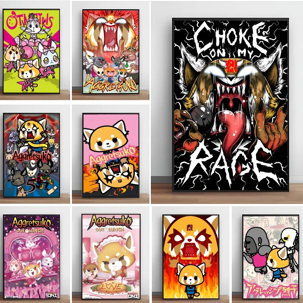 Aggretsuko Anime Rock Poster Paper Print Home Living Room Bedroom Entrance Bar Cafe Art Painting Decoration