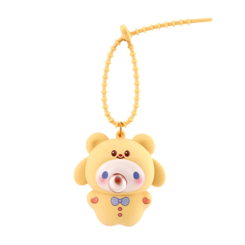 Cartoon Blowing Bubble Toy Butter Bear Keychain Cute Pink Piglet Backpack Pendant Keyring Stress Relief Toy 1pcs