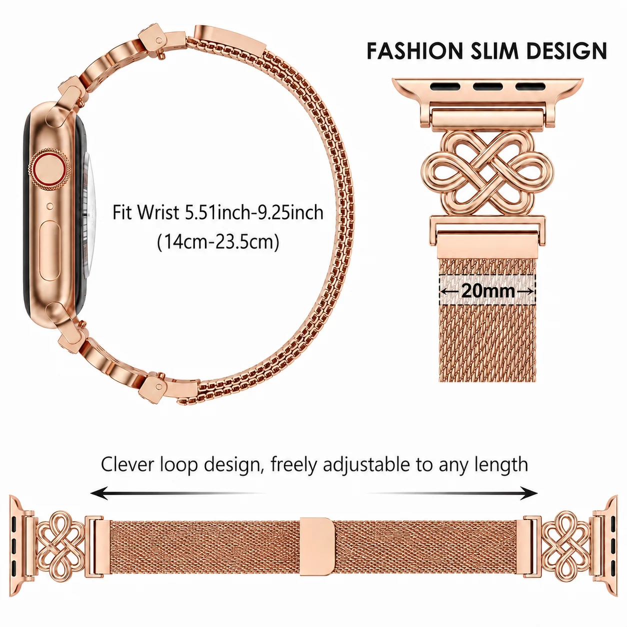 1 Packung Elegantes Keltisches Knoten-Milanese-Armband Kompatibel mit Apple Watch 38/40/41/42/44/45/46/49mm – Detail 1