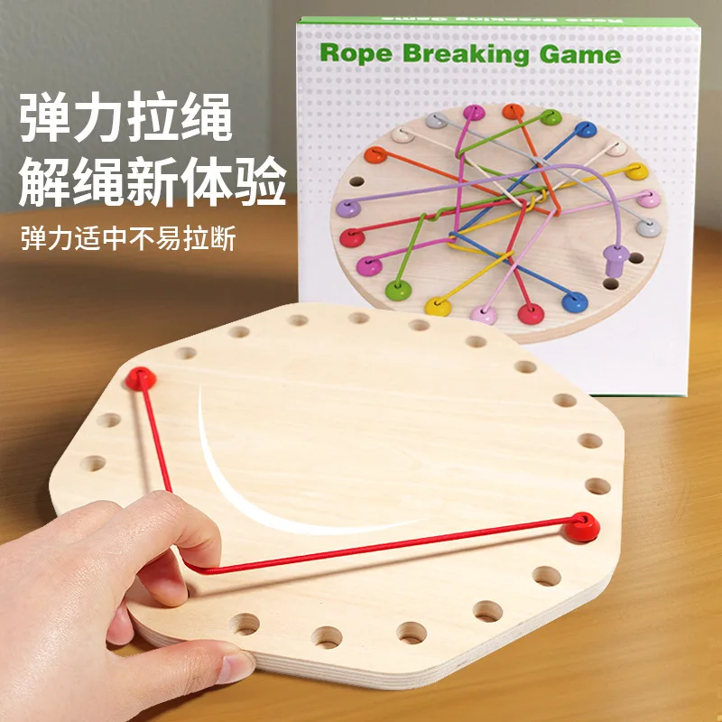 Desbloquear a corda desafio quebra-cabeça brinquedos nó corda descriptografia combate treinamento lógico das crianças pai-filho jogo de mesa de madeira