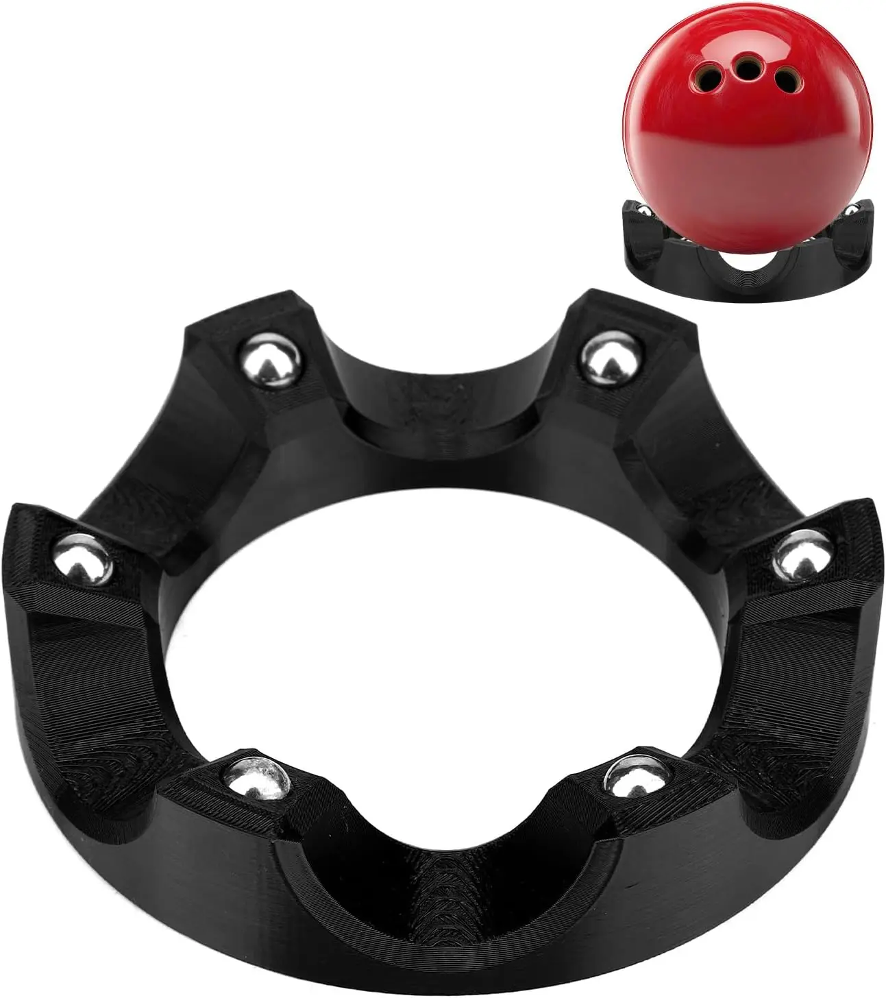 Bowling Ball Spinner Ring Plastic Ball Rotation Holder with Metal Roller Beads Bowling Accessories for Polishing SandingCleaning