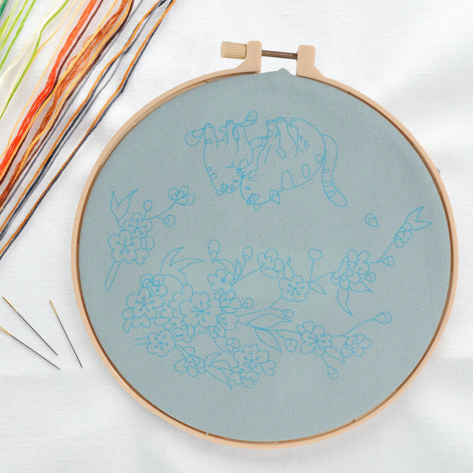 

1Set DIY Embroidery Kit Exquisite Cross Stitch Starter Craft for Adults Household Embroidery Hoop Practical Thread Kit Gift