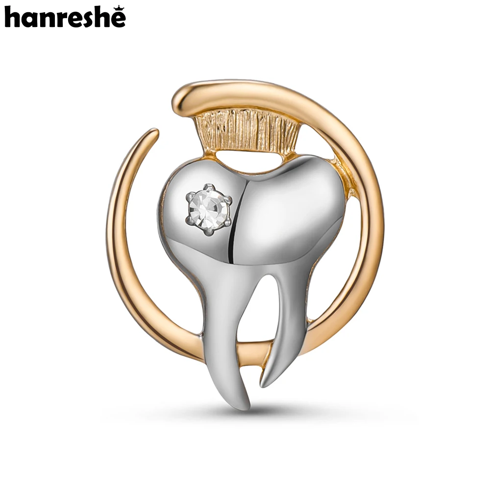 Hanreshe Tooth Dental Brooch Pin Medical with Crystal Teeth Badge for Dentist Doctor Nurse Medicine Jewelry Gifts