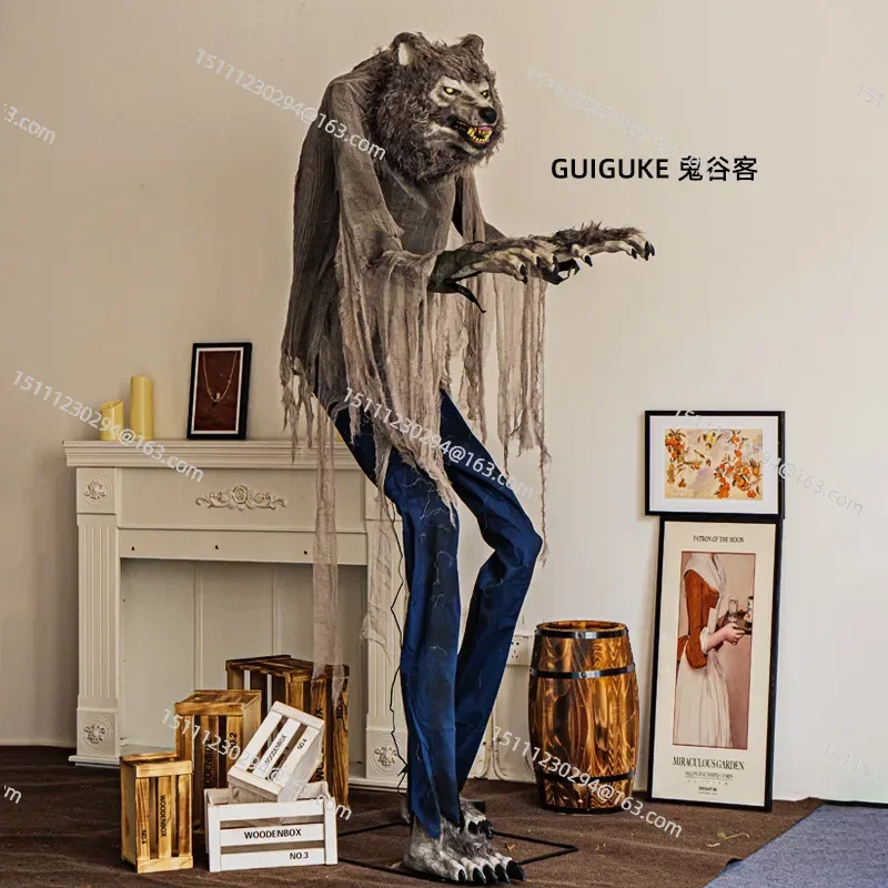 

Halloween large electric werewolf ornament cross-border outdoor horror induction decoration haunted house amusement park decorat