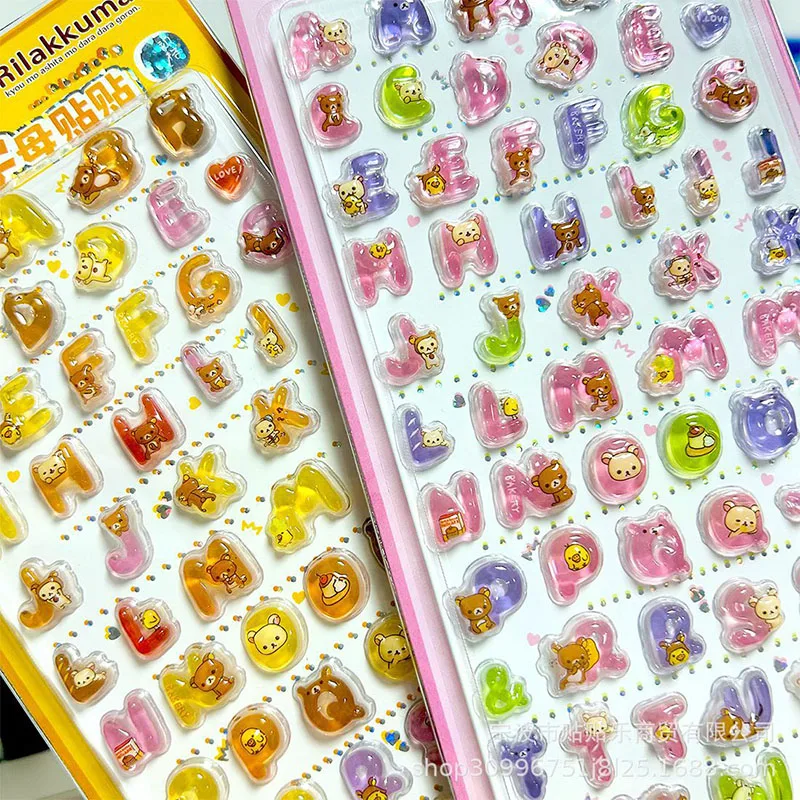 New Series Sticker Cartoon Letter Fruit Korilakkuma 3d Relief Sticker Diy Phone Case Ccd Decoration Anime Peripherals