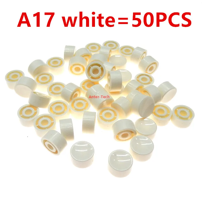 50PCS A17 3.2/3.4mm Plastic Tactile Switch Button Caps Push Key Caps Multicolor Concave 5.3*10mm for 6 * 6 Round Tact Switch