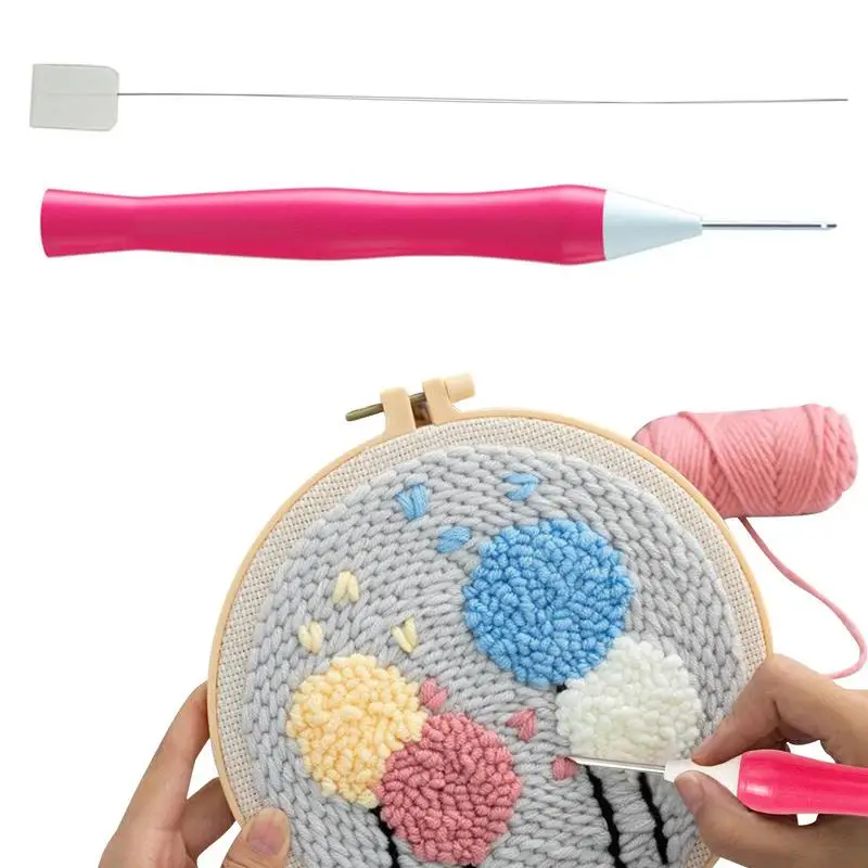 Embroidery Stitching Punch Needle Rug Yarn Punch Needle Handle Embroidery Pen Needle Threader Punch Needle Cloth For Embroidery