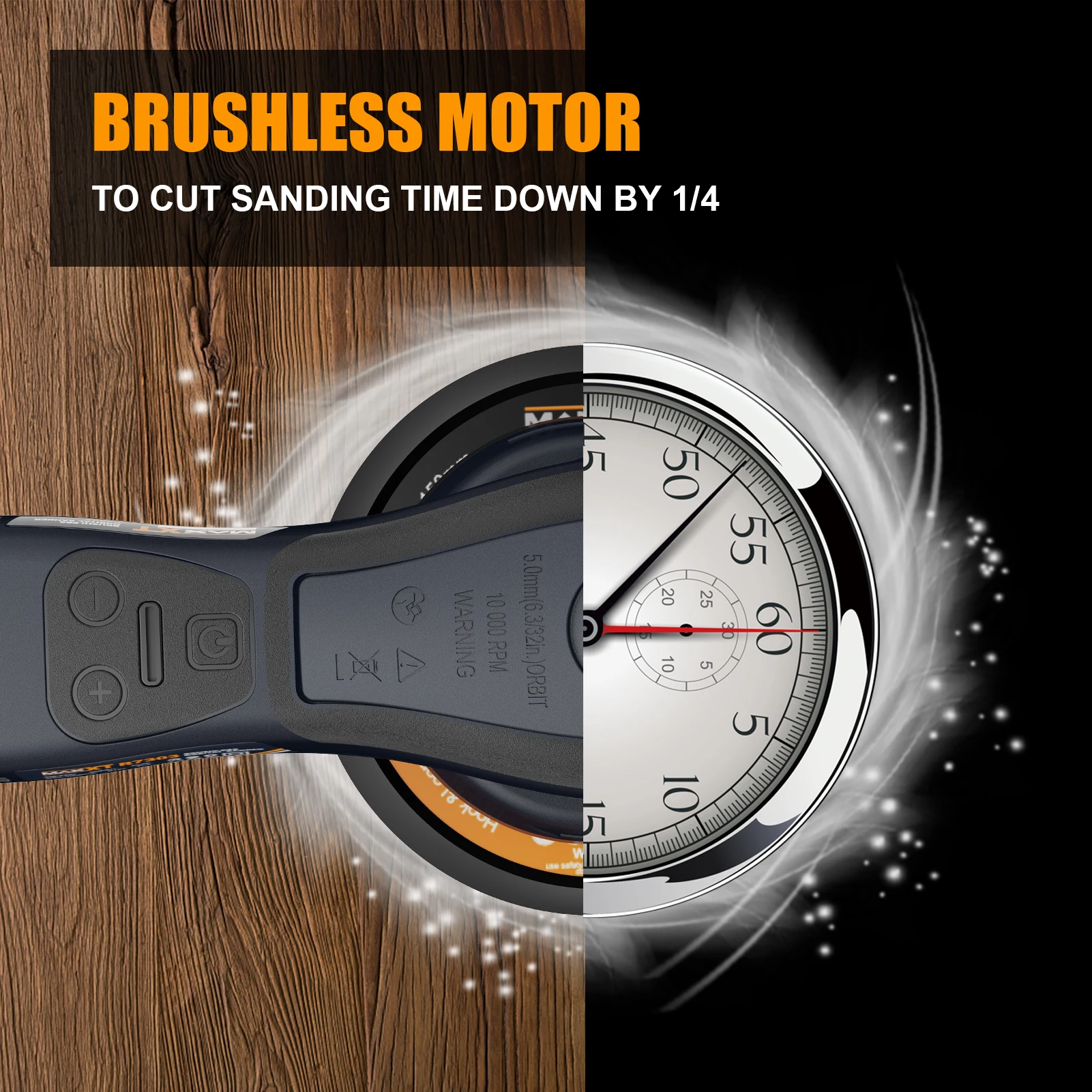 MAXXT Electric 2.5mm Random Orbital Sander Palm Sander with Brushless Motor 6Inch Sanding Pads Central Vacuum Sanders